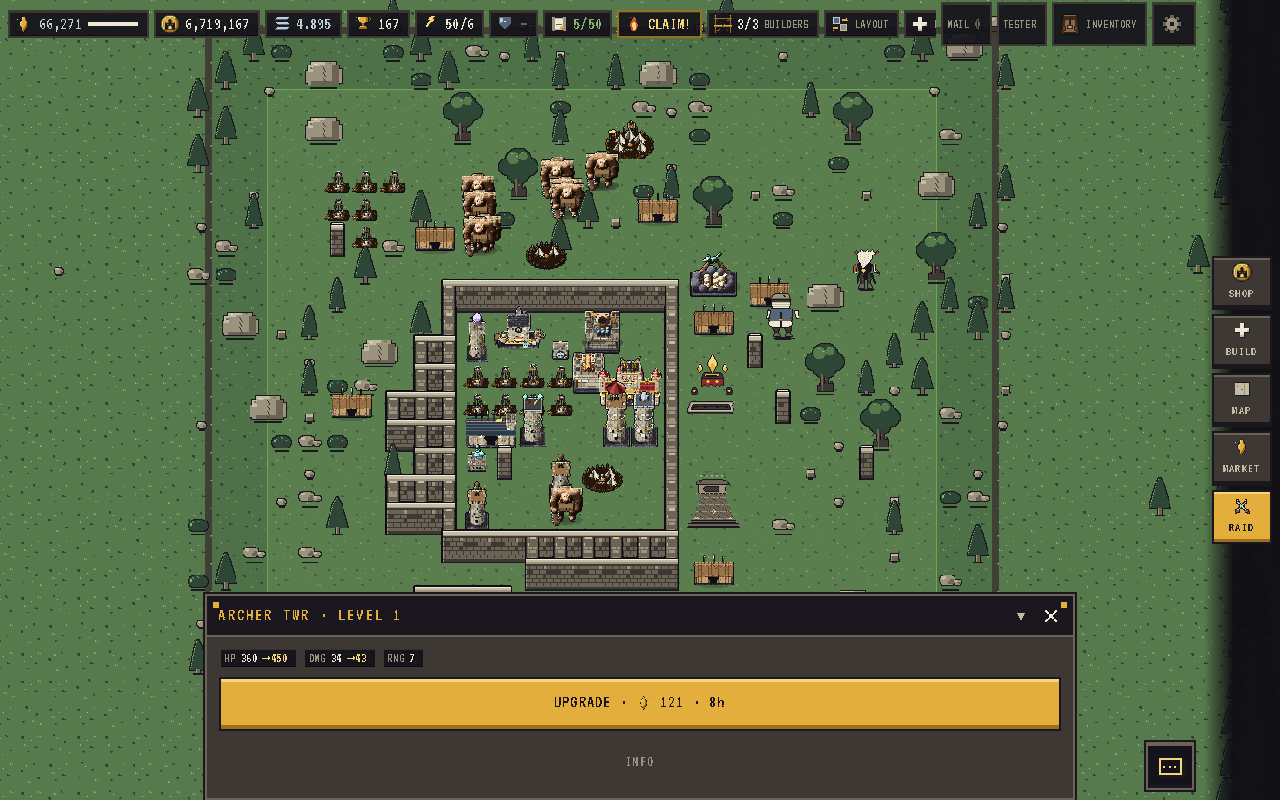 The defenses sheet showing tower stats
