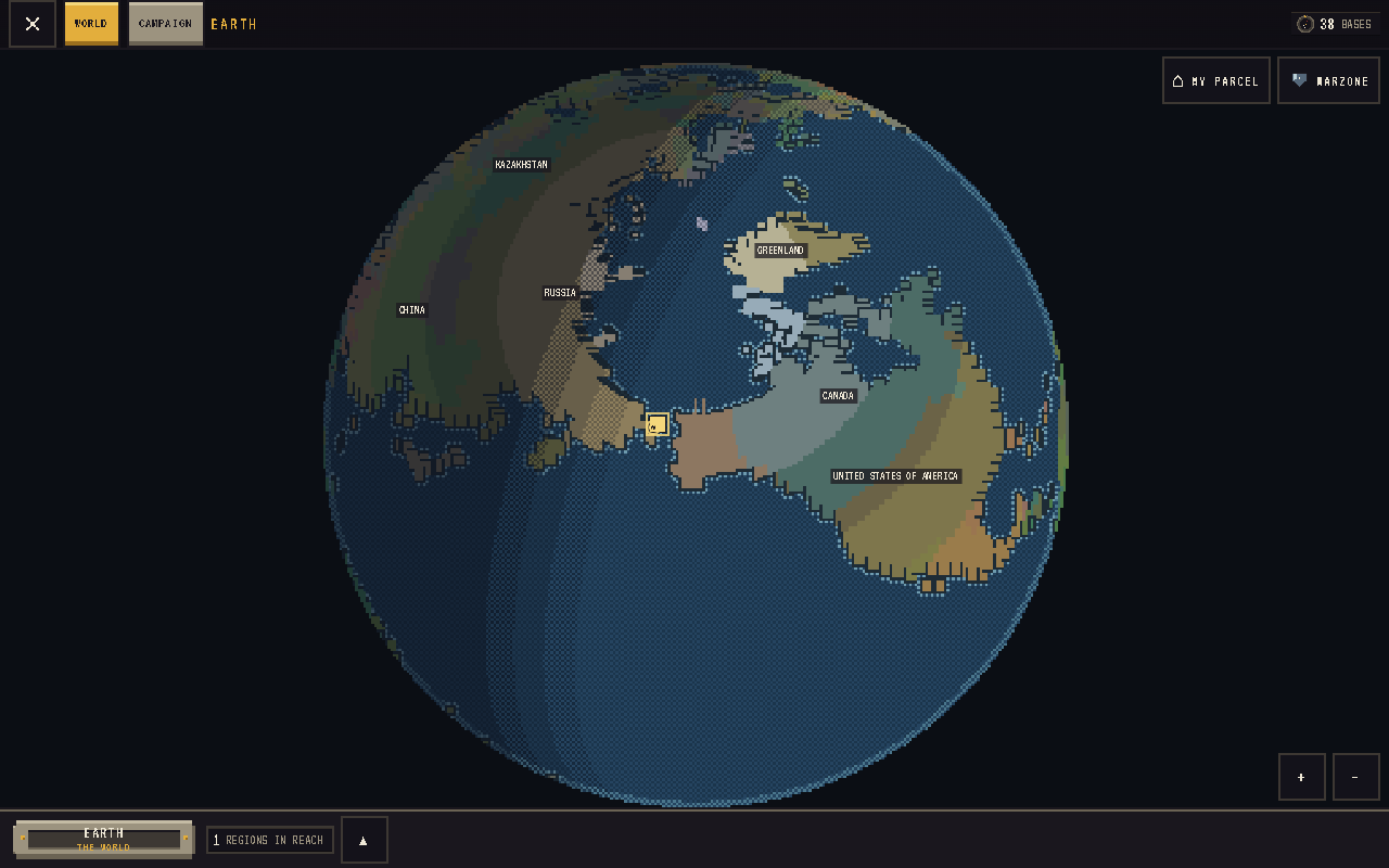 The world globe with owned parcels