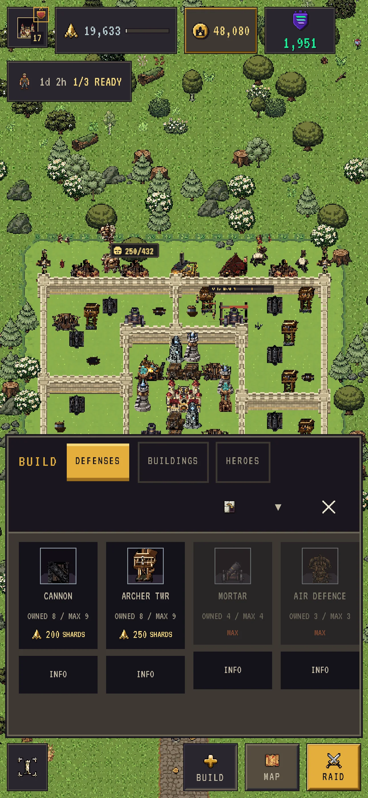 The build menu on a phone
