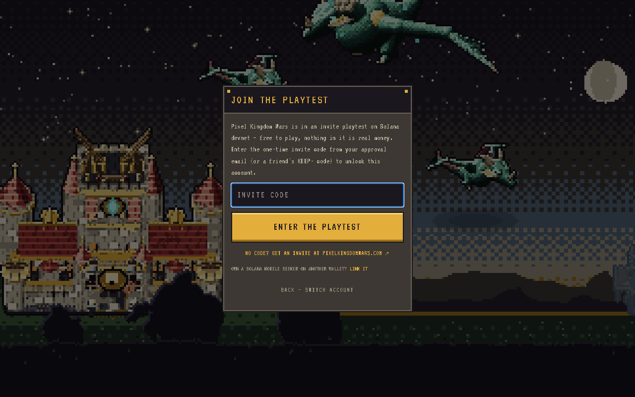 The playtest gate with its single code field