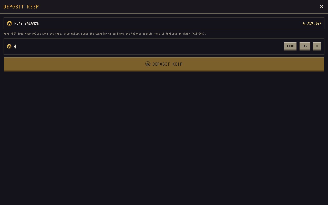The in-game WALLET view
